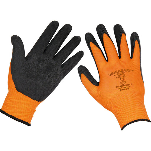 6 PAIRS Foam Latex Work Gloves - Superior Grip Latex Coating - XL - Wet & Dry Loops
