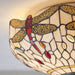 Tiffany Glass Semi Flush Ceiling Light Dragonfly Round Inverted Shade i00043 Loops