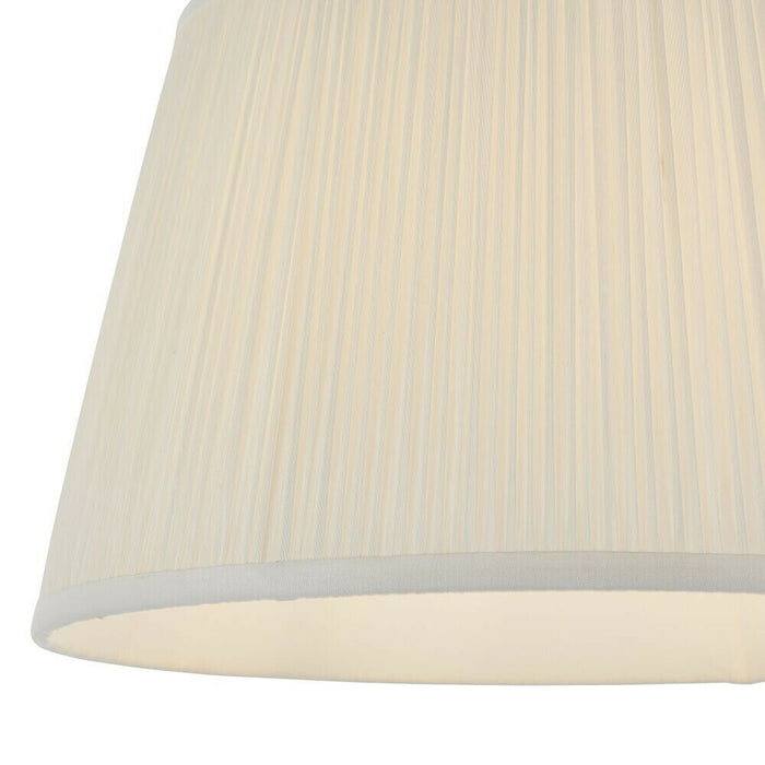 14" Elegant Round Tapered Drum Lamp Shade Off White Gathered Pleated Silk Cover Loops