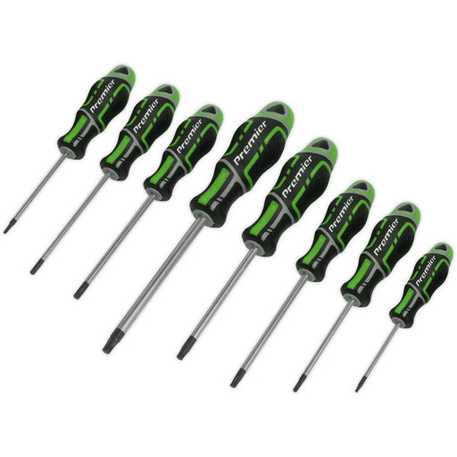 8 PACK Premium Soft Grip Screwdriver Set - TRX Star Security Various Sizes GREEN Loops