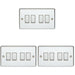 3 PACK 4 Gang Metal Quad Light Switch POLISHED CHROME 2 Way 10A White Trim Loops