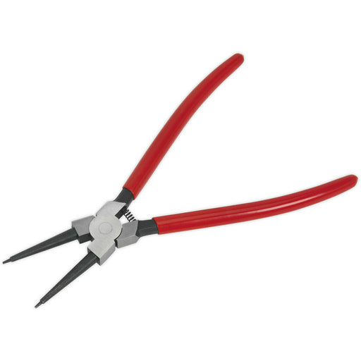 230mm Straight Nose Internal Circlip Pliers - Spring Loaded Jaws - Non-Slip Tips Loops