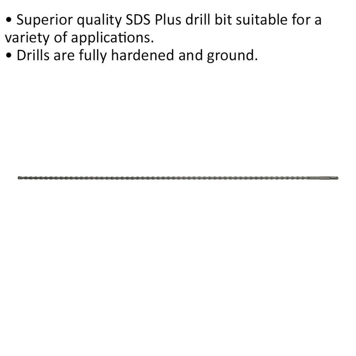 10 x 1000mm SDS Plus Drill Bit - Fully Hardened & Ground - Smooth Drilling Loops