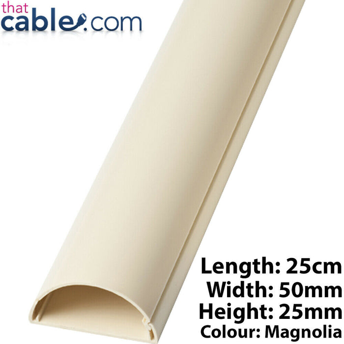 25cm 50mm x 25mm Magnolia Scart / Data Cable Trunking Conduit Cover AV Wall Loops