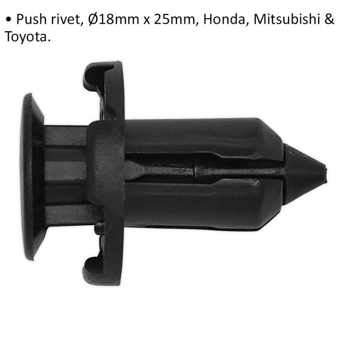 20 PACK Black Push Rivet Trim Clip - 18mm x 25mm - For Honda Mitsubishi & Toyota Loops