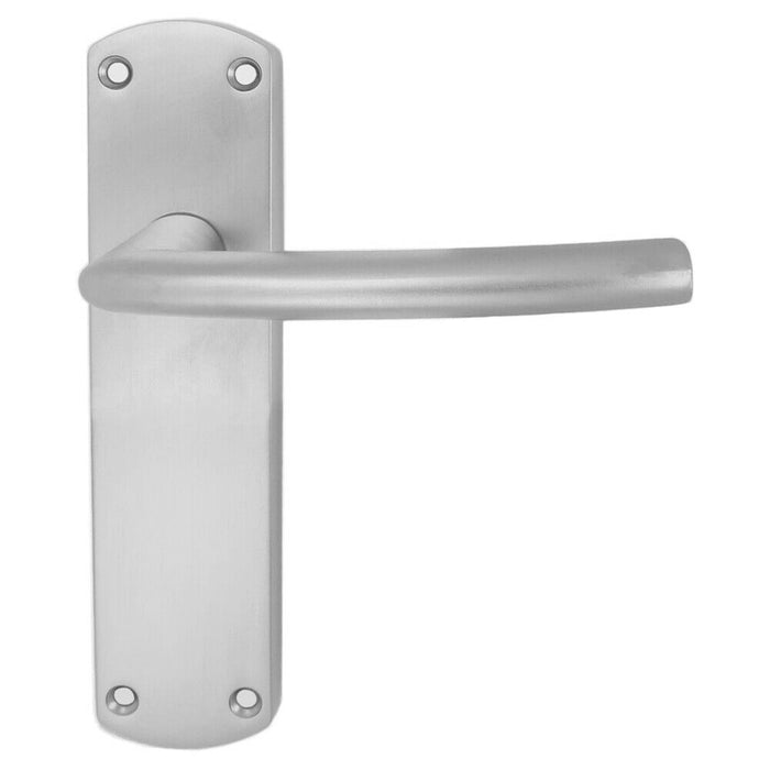 4x Curved Bar Lever on Latch Backplate Door Handle 170 x 42mm Satin Chrome Loops