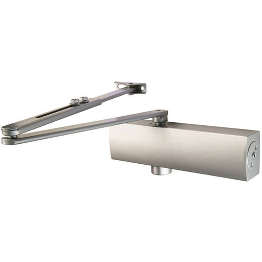 Full Cover Overhead Door Closer Variable Power 2 5 Left or Right Handed Silver Loops