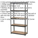 Warehouse Racking Unit with 5 MDF Shelves - 200kg Per Shelf - Steel Frame Loops