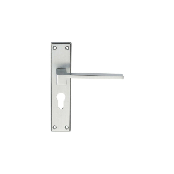 PAIR Flat Straight Lever on Euro Backplate Handle 180 x 40mm Satin Chrome Loops