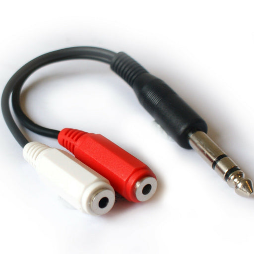 6.35mm (1/4") Stereo Jack Plug to 2x 3.5mm Stereo Socket Splitter Adapter Cable Loops