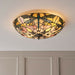 Tiffany Glass Semi Flush Ceiling Light Dragonfly Round Inverted Shade i00032 Loops