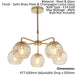 Ceiling Pendant Light - Satin Brass Plate & Champagne Lustre Glass - 5 x 25W E14 Loops