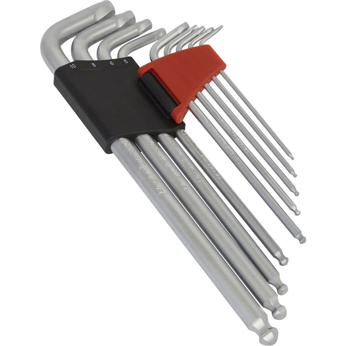 9 Piece Lock-On Ball-End Hex Key Set - 1.5mm to 10mm Size - 88mm to 225mm Length Loops