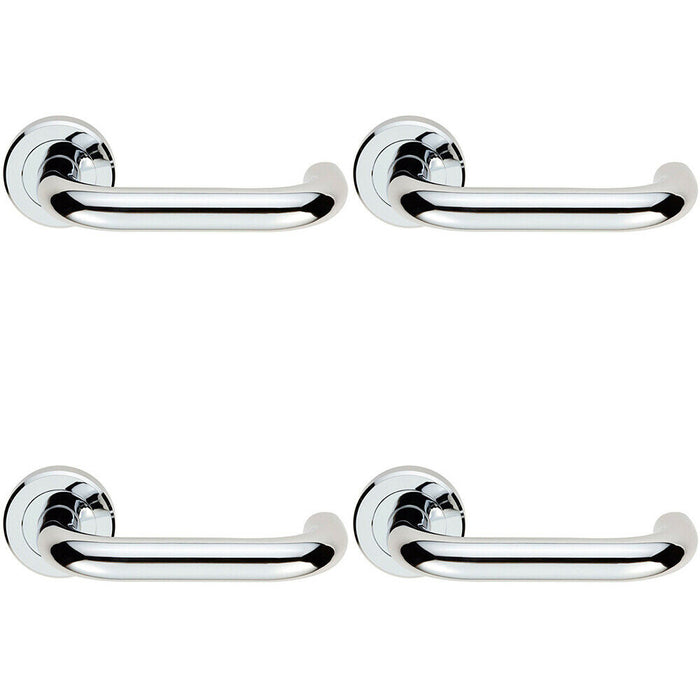 4x PAIR 19mm Round Bar Safety Handle Concealed Fix Round Rose Polished Chrome Loops