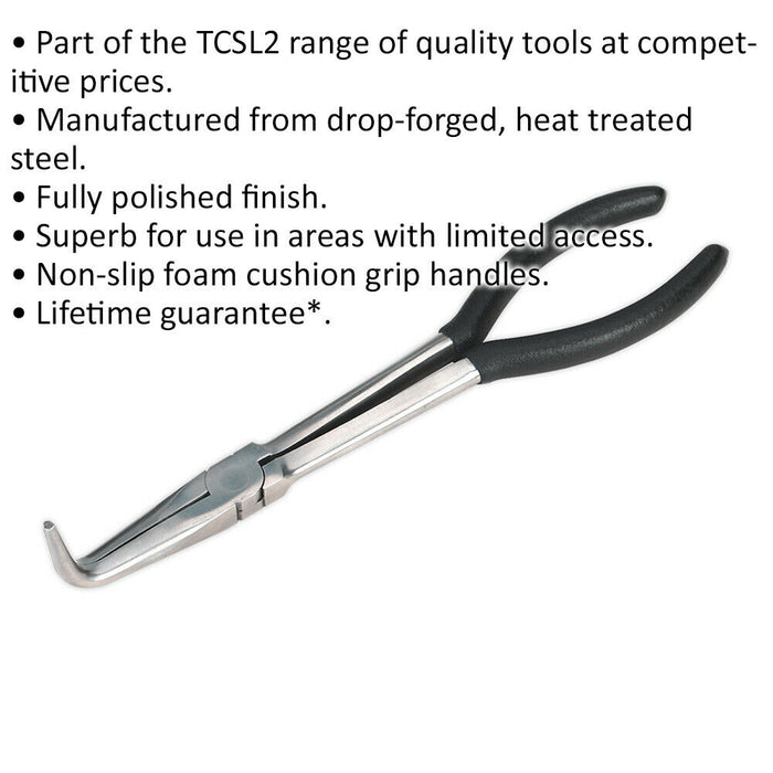 275mm Angled Needle Nose Pliers - Drop Forged Steel - 90 Degree Angle Nose Loops