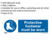 10x FOOT PROTECTION MUST BE WORN Safety Sign - Self Adhesive 300 x 100mm Sticker Loops