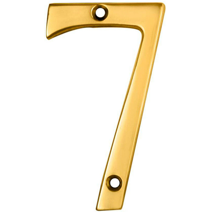 Polished Brass Door Number 7 75mm Height 4mm Depth House Numeral Plaque Loops