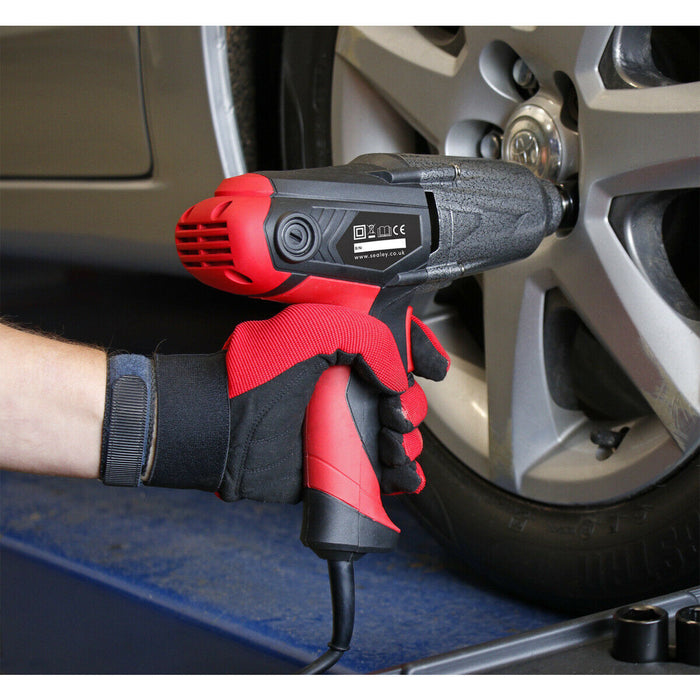 230V Impact Wrench - 1/2 Inch Sq Drive - Ergonomic Rubber Grip - Power Wrench Loops