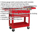Mobile Tool & Parts Trolley - 770 x 370 x 830mm - Steel Construction - Red Loops