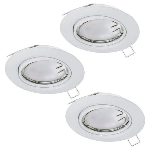 3 PACK Flush Ceiling Downlight White Steel 3 x 5W GU10 Adjustable Bulb Loops