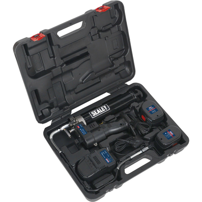 12V Cordless Grease Gun Kit - Holds 400g Cartridge - Includes Battery & Charger Loops