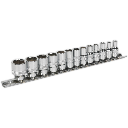 13 PACK Socket Set 1/4" Metric Square Drive - 6 Point LOCK-ON Rounded Heads Loops