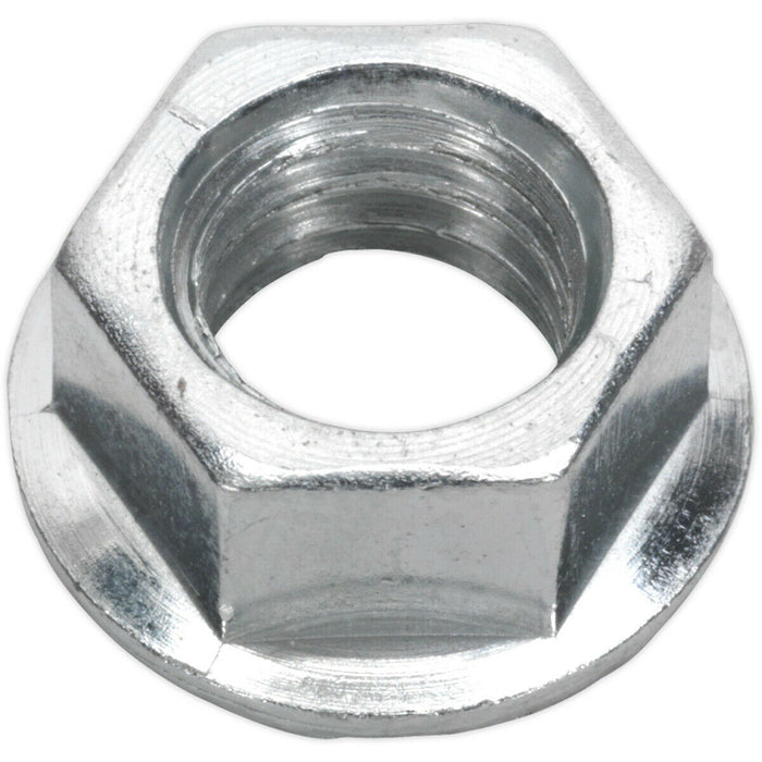 Pack of 100 Zinc Plated Serrated Flange Nut - 1.5mm Pitch - M10 - DIN 6923 Loops