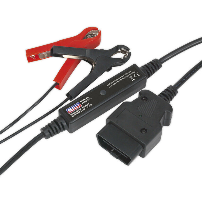 EOBD Diagnostic Socket Memory Safe - 1.35m Cable - LED Battery Indicator Loops