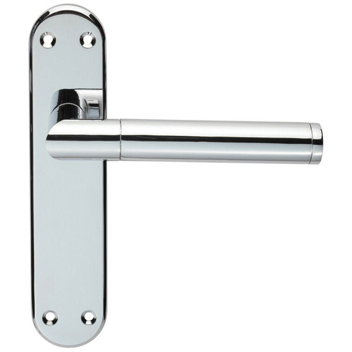 Round Bar Lever on Latch Backplate Door Handle 180 x 40mm Polished Chrome Loops