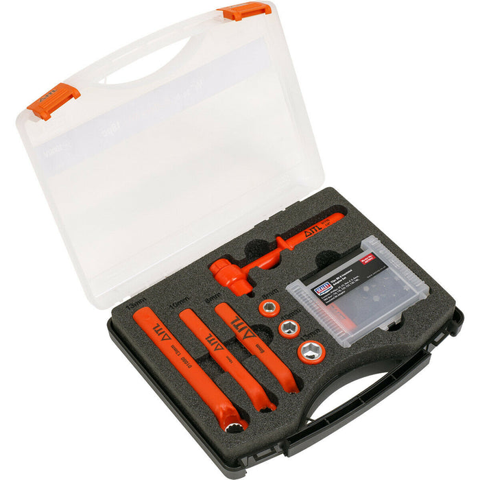 19pc IEC 60900 Hybrid & Electric Car Battery Tool Kit 1500V DC Insulated Ratchet Loops