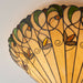 Tiffany Glass Semi Flush Ceiling Light Amber Floral Inverted Round Shade i00051 Loops