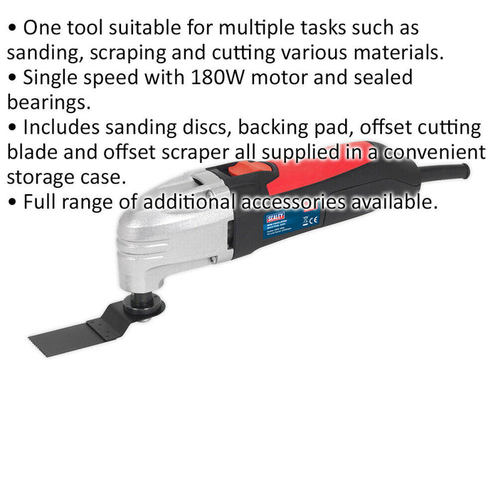 180W Oscillating Multi Tool - Sanding Scraping & Cutting - Single Speed Motor Loops
