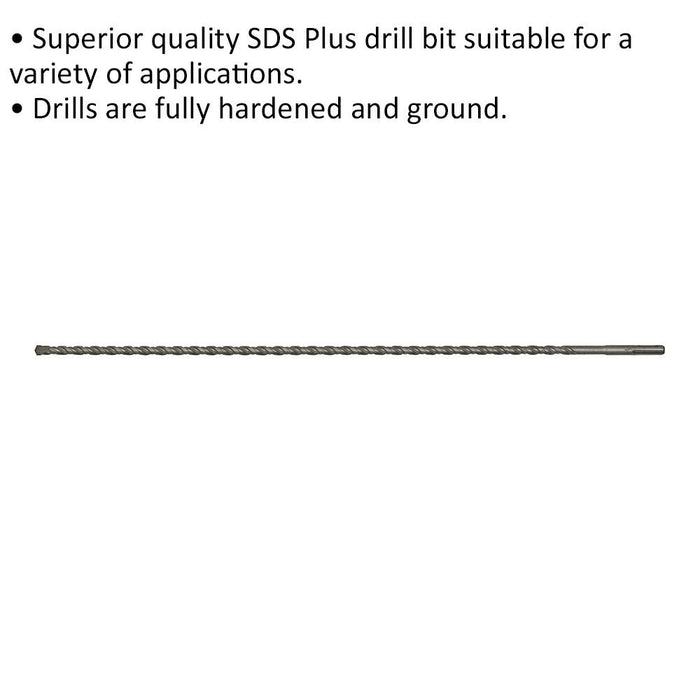 10 x 600mm SDS Plus Drill Bit - Fully Hardened & Ground - Smooth Drilling Loops