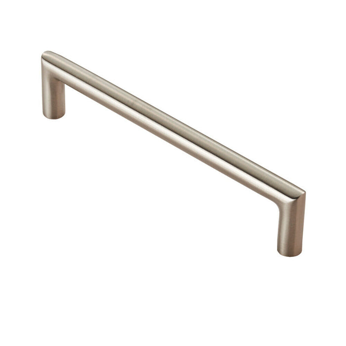 2x Mitred Round Bar Pull Handle 138 x 10mm 128mm Fixing Centres Satin Steel Loops