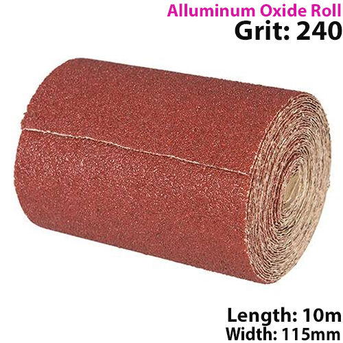 10m 240 Grit Aluminium Oxide Sand Paper Rolls Long Life Sanding Grinding Sheet Loops