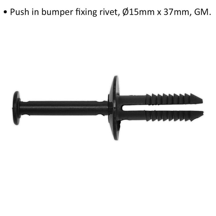 20 PACK Push-In Bumper Fixing Rivet - 15mm x 37mm - Suitable for GM Vehicles Loops