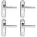 4x Round Bar Lever on Euro Lock Backplate Door Handle 180 x 40mm Polished Chrome Loops