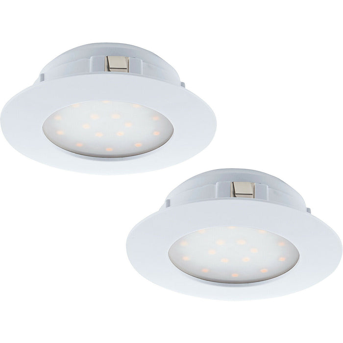 2 PACK Wall / Ceiling Flush Downlight White Plastic 12W LED 102mm Round Loops