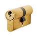 70mm EURO Double Cylinder Lock Keyed to Differ 5 Pin Satin Brass Door Loops
