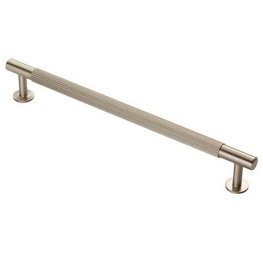 Lined Bar Door Pull Handle - 274mm x 13mm - 224mm Centres - Satin Nickel Loops
