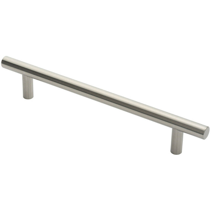 Straight T Bar Door Pull Handle 400 x 19mm 300mm Fixing Centres Satin Steel Loops