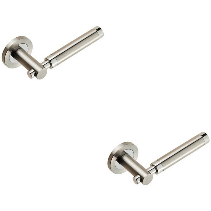 2x PAIR Sectional Round Bar Lever Concealed Fix Round Rose Polished Satin Steel Loops