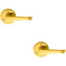 2x PAIR Victorian Straight Shaped Lever on 59mm Round Rose Polished Brass Handle Loops
