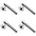 4x PAIR Knurled Grip Round Bar Lever on Round Rose Concealed Fix Polished Nickel Loops