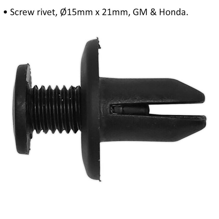 20 PACK Screw Rivet Trim Clip - 15mm x 21mm - Suitable for GM & Honda Vehicles Loops