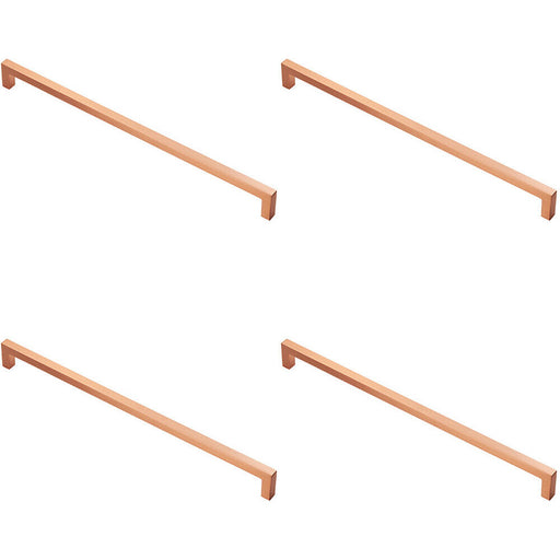 4x Square Block Handle Pull Handle 330 x 10mm 320mm Fixing Centres Satin Copper Loops