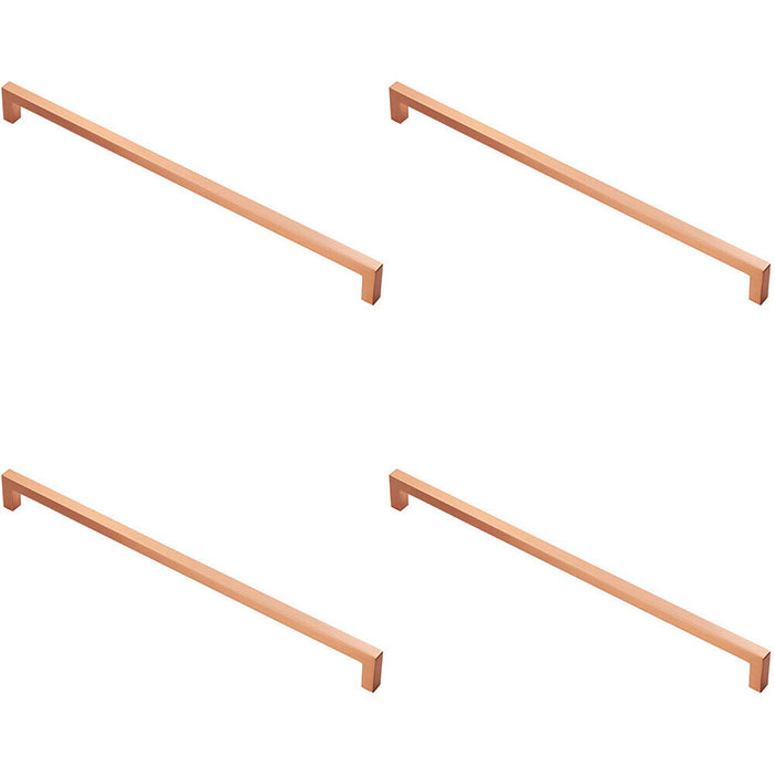 4x Square Block Handle Pull Handle 330 x 10mm 320mm Fixing Centres Satin Copper Loops