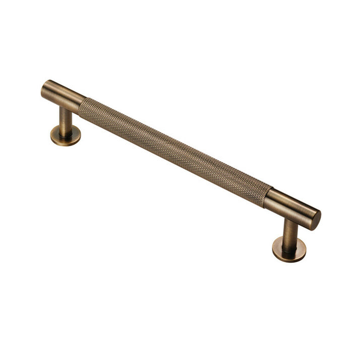 Knurled Bar Door Pull Handle 190 x 13mm 160mm Fixing Centres Antique Brass Loops