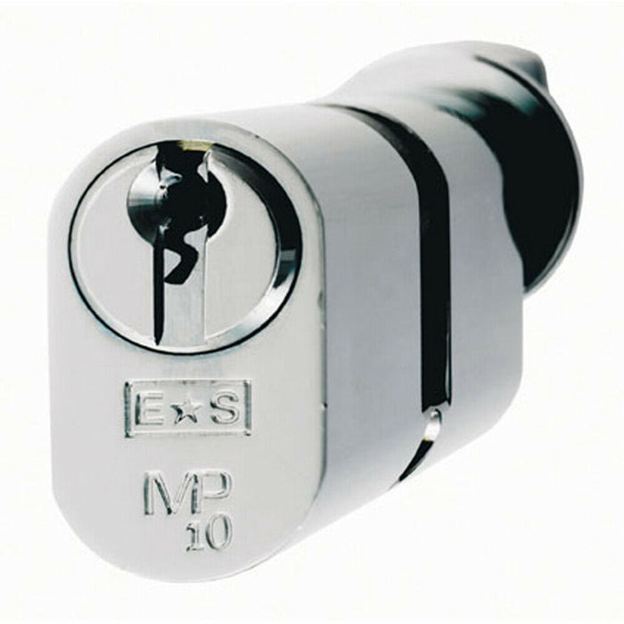 64mm Oval Cylinder & Thumbturn Lock Master Key 10 Pin Satin Chrome Door Loops