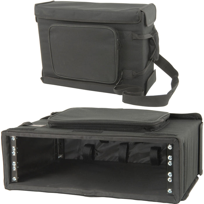 19" 3U Rack Mount Transit Carry Bag Patch Panel Padded Case DJ Mixer Audio Loops